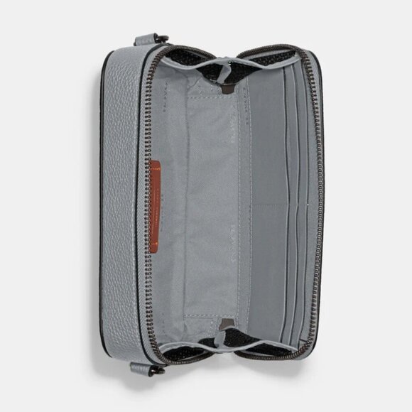 Coach Charter Slim Crossbody Bag Gray Pebbled Leather Round Pouch CC070 - Picture 11 of 11